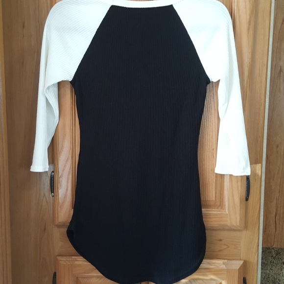 Black with white sleeve ribbed Long John type shir - Picture 2 of 4